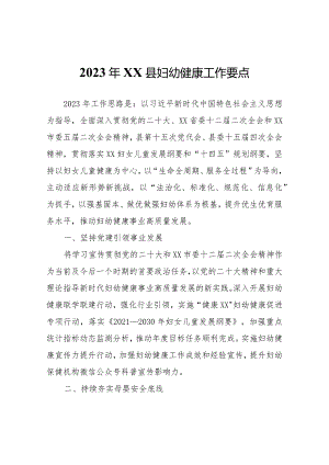 2023年XX县妇幼健康工作要点.docx