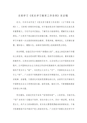 支部学习《党史学习教育工作条例》发言稿.docx
