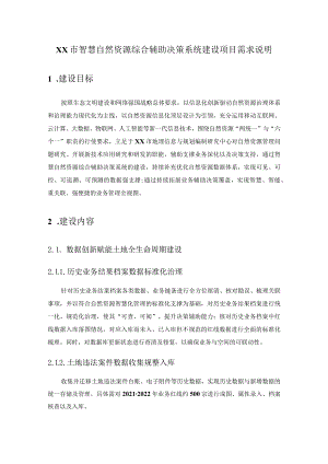 XX市智慧自然资源综合辅助决策系统建设项目需求说明.docx