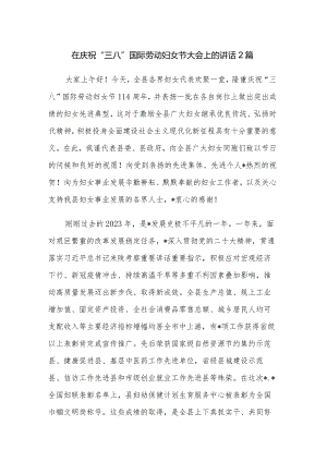 在庆祝“三八”国际劳动妇女节大会上的讲话2篇.docx
