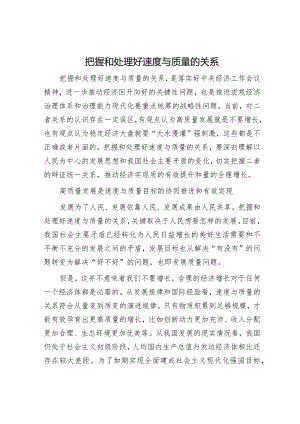 把握和处理好速度与质量的关系.docx