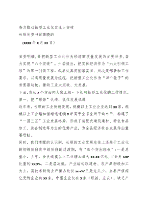 在新型工业发展暨产业发展大会上的表态发言.docx