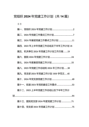 党组织2024年党建工作计划14篇（精选版）.docx