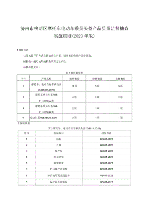 济南市槐荫区摩托车电动车乘员头盔产品质量监督抽查实施细则2023年版.docx