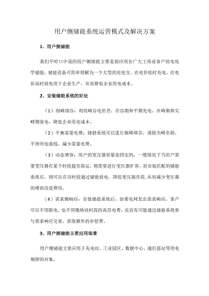 用户侧储能系统运营模式及解决方案.docx