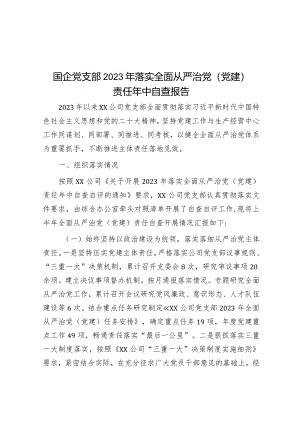国企党支部2023年落实全面从严治党（党建）责任年中自查报告.docx