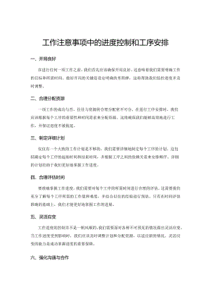 工作注意事项中的进度控制和工序安排.docx