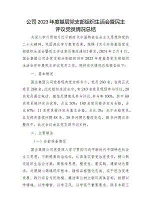 （会后）国企党支部组织生活会暨民主评议党员情况总结3200字.docx
