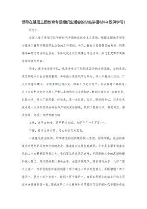领导在基层主题教育专题组织生活会的总结讲话材料.docx