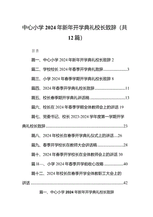 中心小学2024年新年开学典礼校长致辞（共12篇）.docx