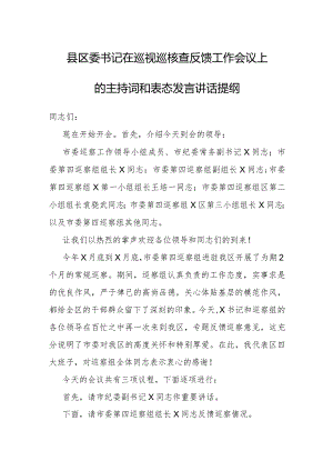 在巡视巡核查反馈工作会议上的主持词和表态发言（县委书记）.docx