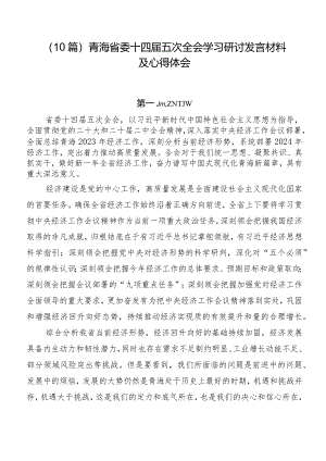 （10篇）青海省委十四届五次全会学习研讨发言材料及心得体会.docx