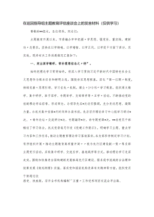 在巡回指导组主题教育评估座谈会上的发言材料.docx