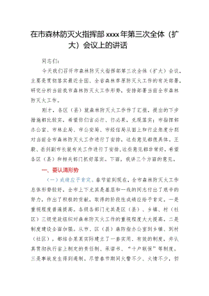 在市森林防灭火指挥部2021年第三次全体（扩大）会议上的讲话.docx