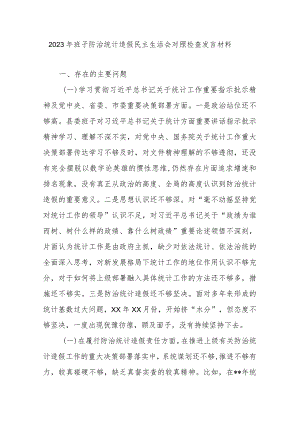 2023年班子防治统计造假民主生活会对照检查发言材料.docx