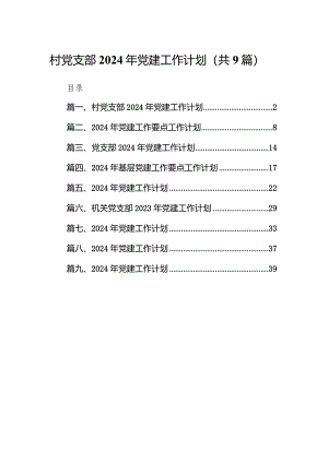 村党支部2024年党建工作计划（共9篇）.docx