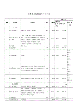 全费用工程量清单与计价表.docx