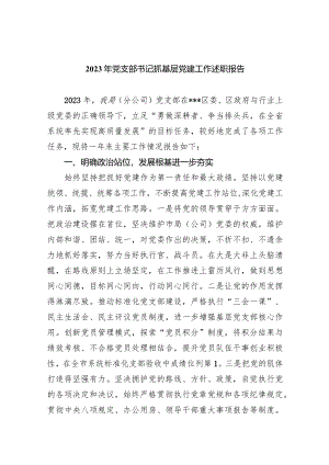 2023年党支部书记抓基层党建工作述职报告9篇（最新版）.docx