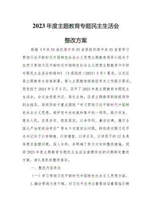 2023年度主题教育专题民主生活会整改方案.docx
