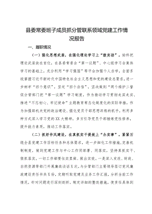 县委常委班子成员抓分管联系领域党建工作情况报告.docx