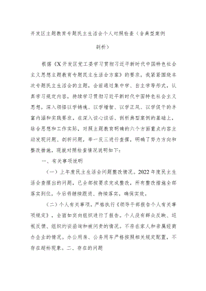 开发区主题教育专题民主生活会个人对照检查（含典型案例剖析）.docx
