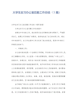 大学生实习办公室后勤工作总结（3篇）.docx
