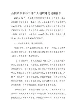 县供销社领导干部个人述职述德述廉报告.docx