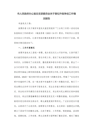 市人民政府办公室总支部委员会关于晋位升级争创工作情况报告.docx