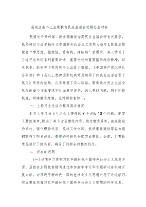 县政法委书记主题教育民主生活会对照检查材料.docx