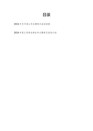 公司党支部2024年3月主题党日活动安排和全年主题党日活动计划.docx