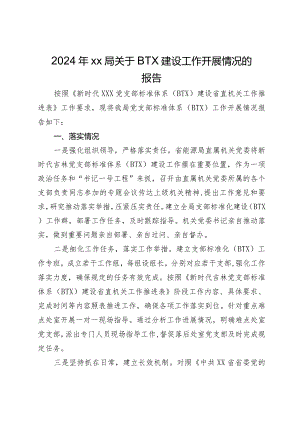 2024年局关于党支部标准化（BTX）建设工作开展情况的报告.docx