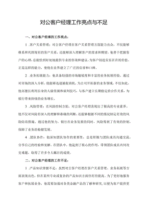 对公客户经理工作亮点与不足.docx