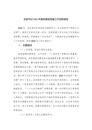 支部书记2023年度抓基层党建工作述职报告9篇（完整版）.docx