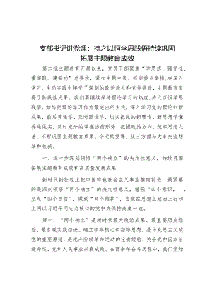支部书记讲党课：持之以恒学思践悟持续巩固拓展主题教育成效&县委书记主题教育专题民主生活会对照检查材料.docx