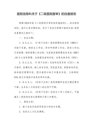 医院信息科关于《二级医院复审》的自查报告.docx