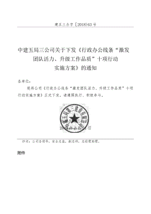 关于下发《行政办公线条“激发团队活力、升级工作品质”十项行动实施方案》的通知.docx
