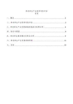 养老养生产业投资风险评估.docx
