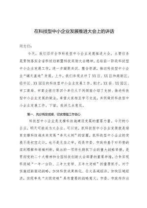 在科技型中小企业发展推进大会上的讲话.docx