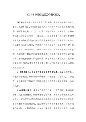 2024年市纪委监委工作要点范文.docx