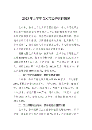 2023年上半年XX市经济运行情况（20230728）.docx