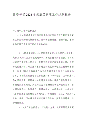 县委书记2024年抓基层党建工作述职报告.docx