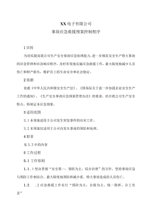 XX电子有限公司事故应急救援预案控制程序（2023年）.docx