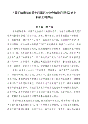 7篇汇编青海省委十四届五次全会精神的研讨发言材料及心得体会.docx