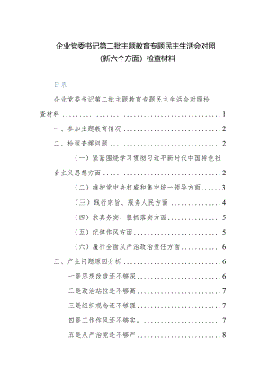 办公室主任、党委书记第二批主题教育专题民主生活会对照（新六个方面）检查材料范文2篇.docx