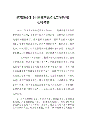 2024年纪检干部学习新修订《中国共产党巡视工作条例》心得体会五篇.docx