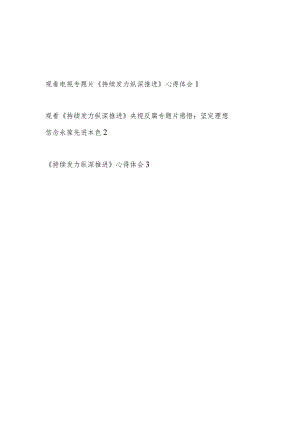 2024年观看电视专题片《持续发力纵深推进》学习心得体会观后感想3篇.docx