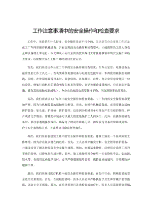 工作注意事项中的安全操作和检查要求.docx