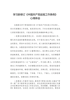2024年学习新修订《中国共产党巡视工作条例》心得体会优秀范文五篇.docx