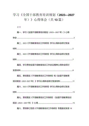 （13篇）2023学习《全国干部教育培训规划（2023-2027年）》心得体会供参考.docx