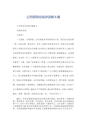 公司领导总结讲话稿8篇.docx